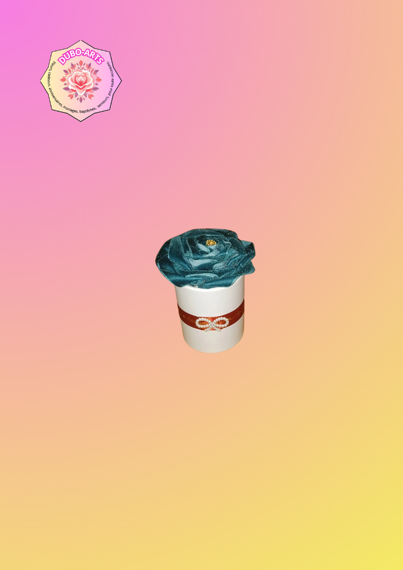 Petit pot rose verte velour