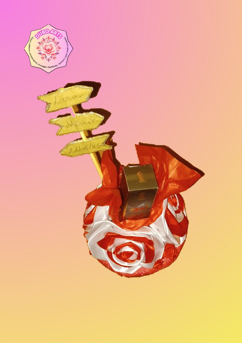 CADEAU INVITER FLEUR PARFUM 3ML ROUGE ET BLANC