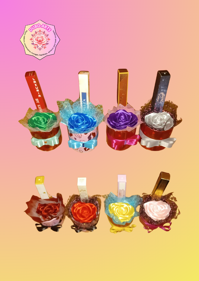 Pot avec rose bordeau parfum