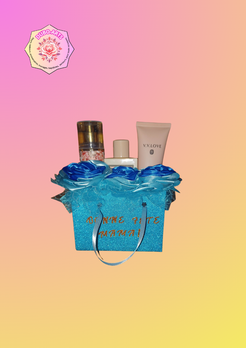 Coffret sac fleur bleu cosmetic