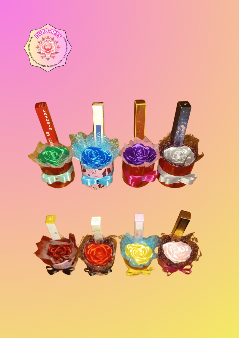 Pot avec rose blanc parfum