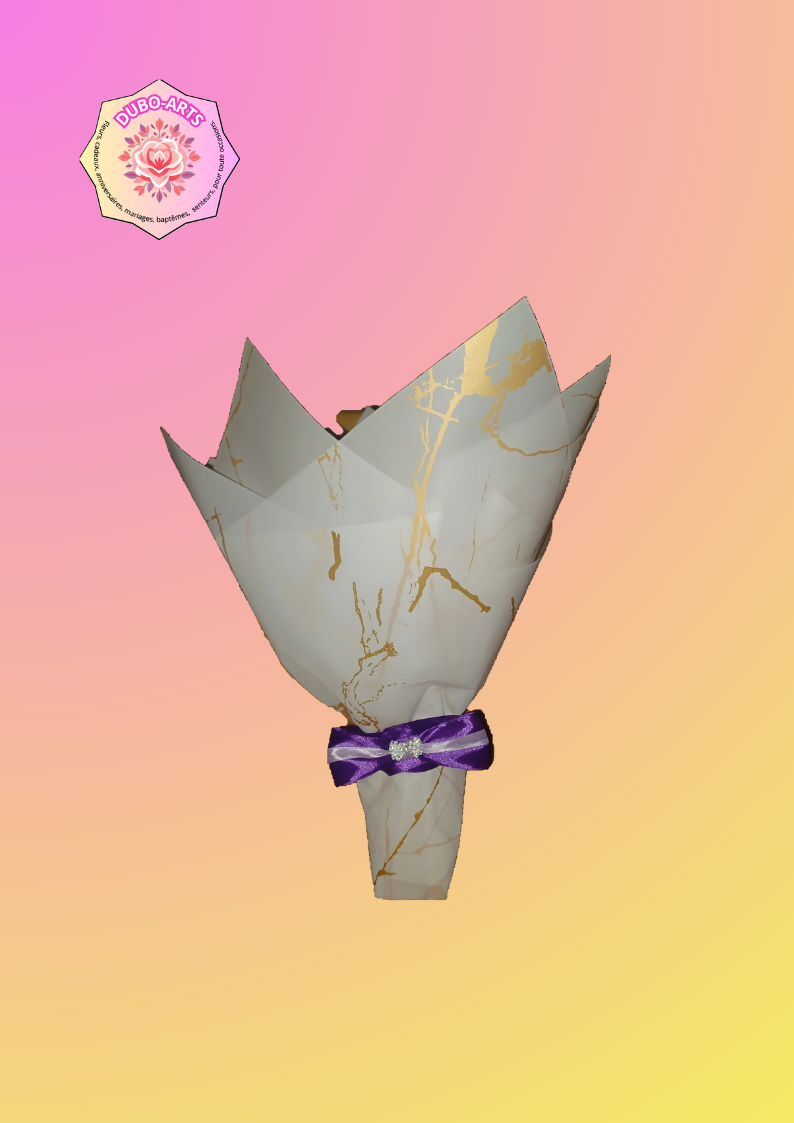BOUQUET DE 9 ROSE VIOLET ET C EST PETIT ROLL ON