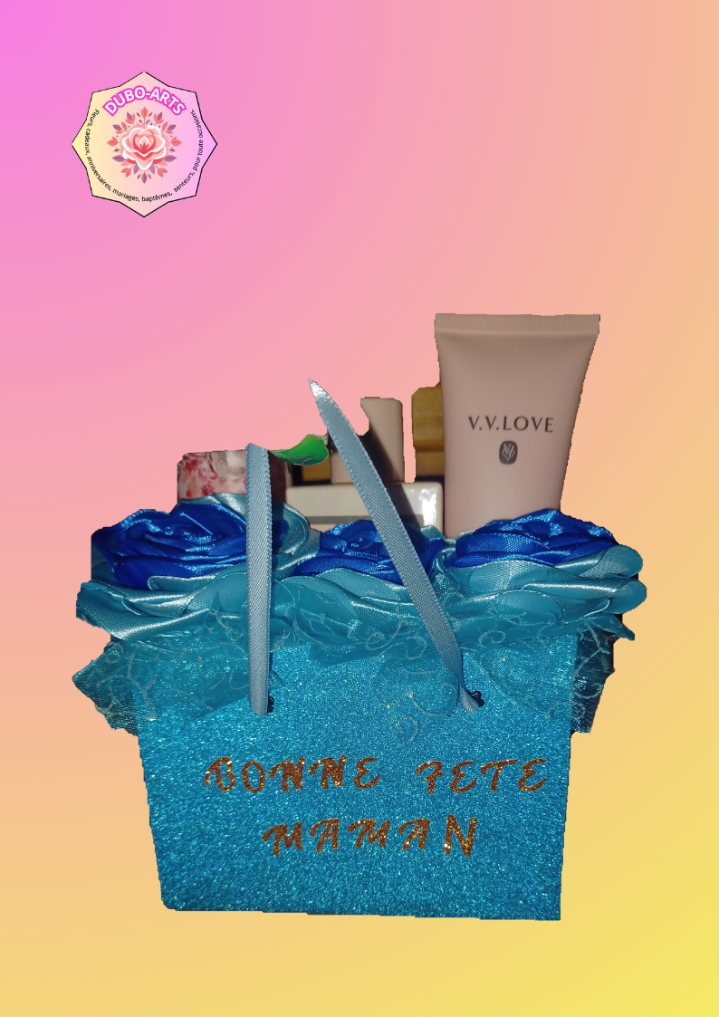 Coffret sac fleur bleu cosmetic