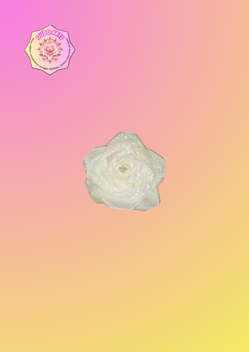 Petit pot avec rose velour blanc