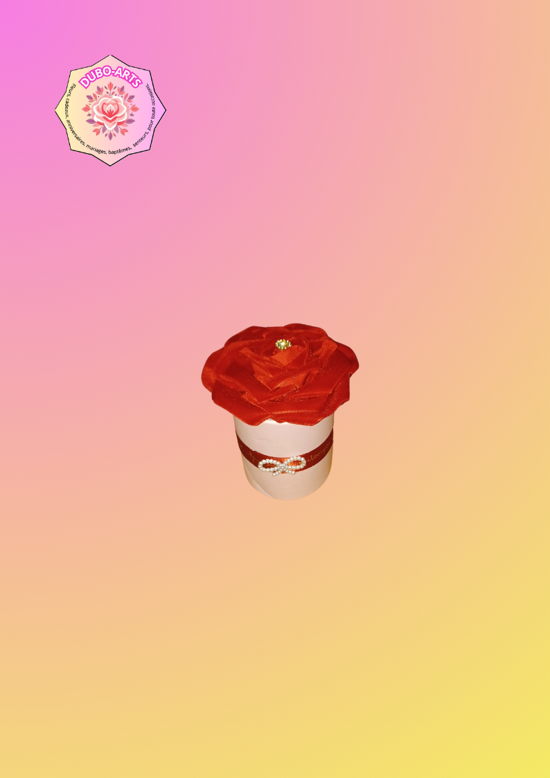 Petit pot rose rouge velour