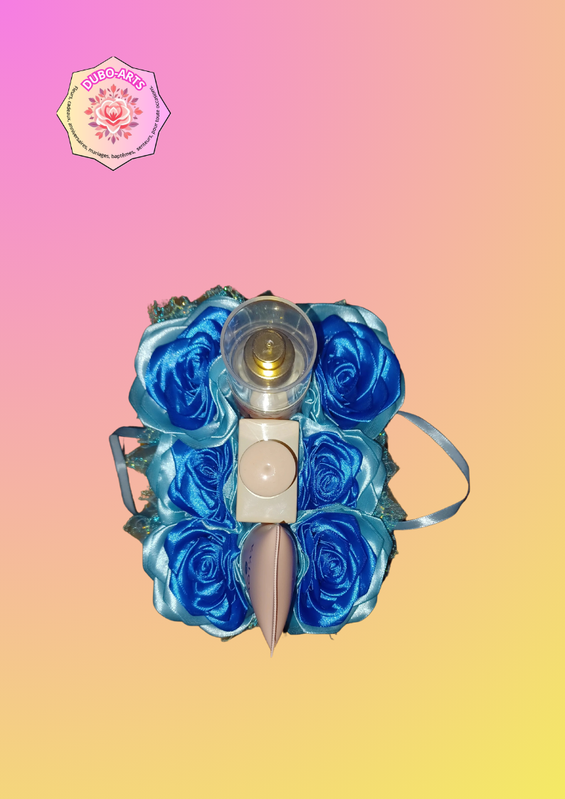 Coffret sac fleur bleu cosmetic