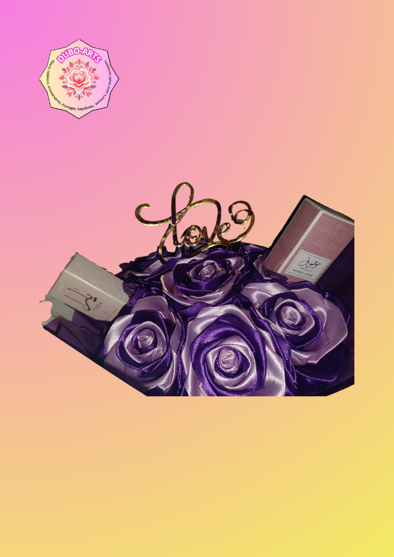 BOUQUET DE 9 ROSE VIOLET ET C EST PETIT ROLL ON