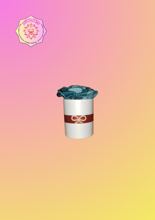 Petit pot rose verte velour