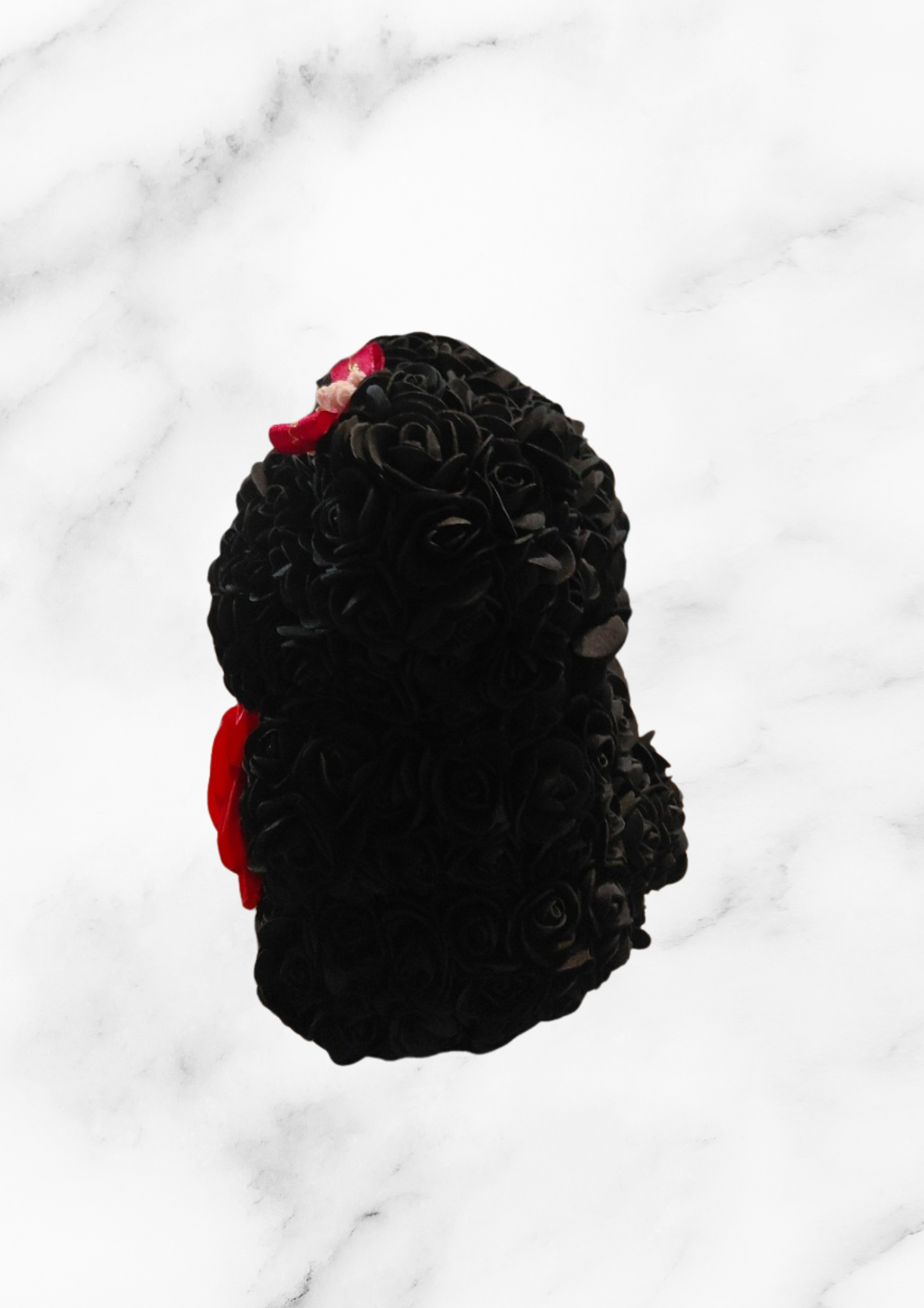 NOUNOURS NOIR AVEC ROSE ROUGE
